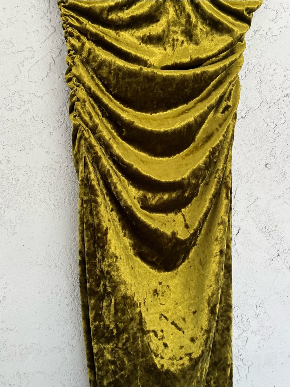 Zara Velvet Olive Green Strapless Maxi Dress Size Small Formal Wedding Guest - Picture 4 of 7